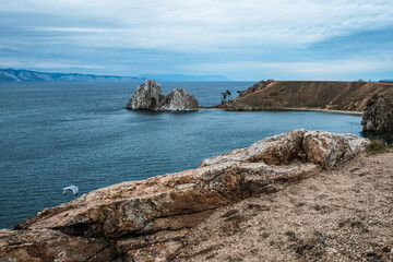Fototapeta na wymiar Shaman rock, Olkhon Island on Lake Baikal, Russia