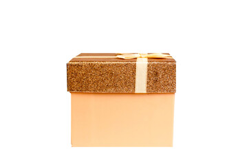 pink shiny gift box for holidays on white background isolated