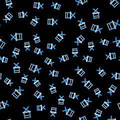 Line Director movie chair icon isolated seamless pattern on black background. Film industry. Vector