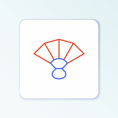 Line Fan flamenco accessory icon isolated on white background. Colorful outline concept. Vector