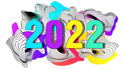 2022 Happy New Year Creative cover. Abstract color liquid shape.