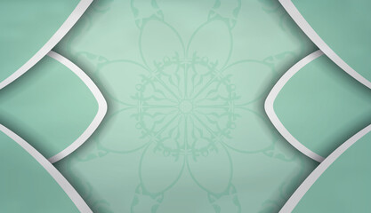 Mint color background with indian white pattern for design under your logo