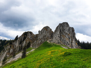 landscape with clouds, Buila Saddle, Buila Vanturarita Mountains, Romania 