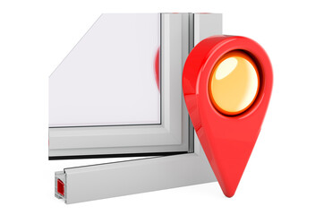 Map pointer with plastic window profile. 3D rendering