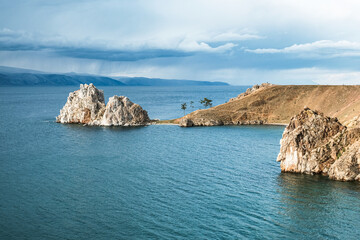 Naklejka premium Shaman rock, Olkhon Island on Lake Baikal, Russia