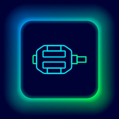 Glowing neon line Bicycle pedal icon isolated on black background. Colorful outline concept. Vector