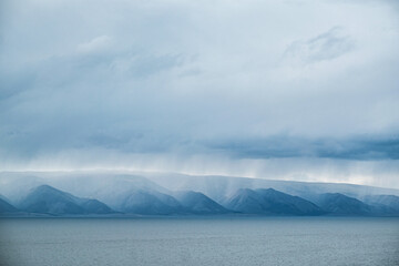 Fototapeta na wymiar Before storm, on Lake Baikal, Khuzir, Olkhon island
