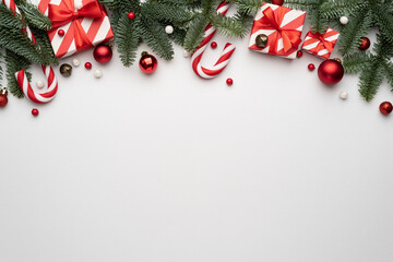 Christmas border on white background - Powered by Adobe