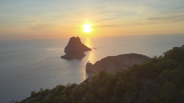 Es Vedra Ibiza drone flight at sunset
