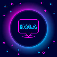 Glowing neon line Hola icon isolated on black background. Colorful outline concept. Vector © vector_v