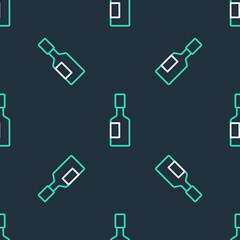 Line Tabasco sauce icon isolated seamless pattern on black background. Chili cayenne spicy pepper sauce. Vector