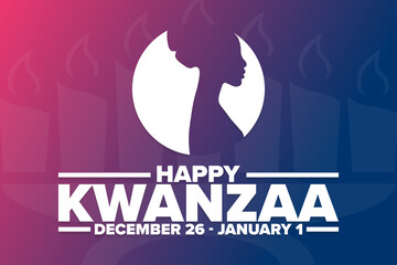 Happy Kwanzaa. December 26 - January 1. Holiday concept. Template for background, banner, card, poster with text inscription. Vector EPS10 illustration.