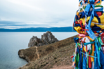 Shaman totems on Olhon island, Baikal, Russia