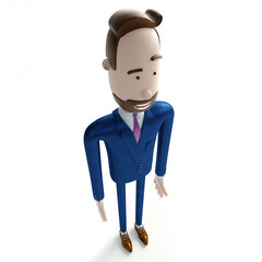 Handsome cartoon businessman isolated on white background - 3D illustration