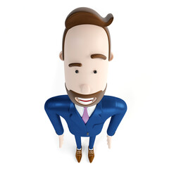 Handsome cartoon businessman isolated on white background - 3D illustration