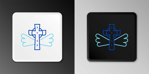 Obraz premium Line Christian cross icon isolated on grey background. Church cross. Colorful outline concept. Vector