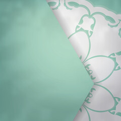 Mint color flyer with abstract white ornament for your design.