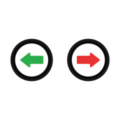 Arrows right red and green left icon on white background. Vector illustration