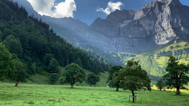 Eng Alm, Karwendel mountains in Tirol. European Alps Austria. 4K