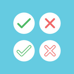 cross check mark icons can be used as website, social media interface buttons vector illustration on white background 