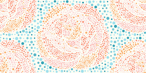 One Tile of Surface Dotted Ceramic Ornament. Mediterranean Seamless Pattern, Opus Tesselatum, Opus Vermiculatum. Basilica's Architectural Pottery. Artifacted Antique Majolica.