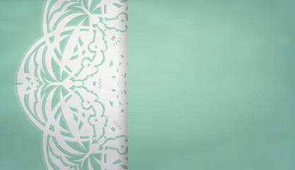 Mint colored banner with Greek white ornaments and space for logo or text