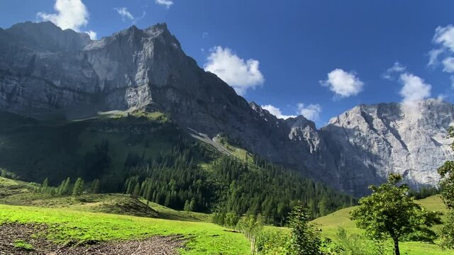 Eng Alm, Karwendel mountains in Tirol. European Alps Austria. 4K