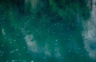 Raindrops on turquoise waters, Plitvice Lakes National Park