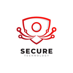 Shield Technology Icon. Secure Tech Logo Design Template Element