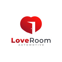 Love or Heart Shape with Negative Red Door Icon Logo Design Template Element