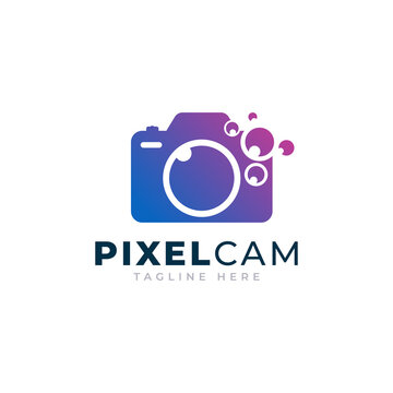 Tech Pixel Photo Camera Icon Logo Design Template Element