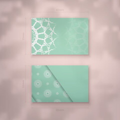 Vintage white pattern mint color business card for your business.