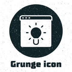 Grunge Browser window icon isolated on white background. Monochrome vintage drawing. Vector