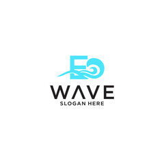 e wave logo design template