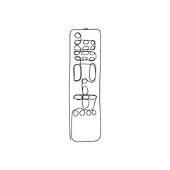 TV remote continuous line drawing. One line art of home appliance, television, switch, control, home theater, entertainment.