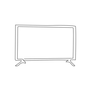 recommend clip art: TV, monitor continuous line drawing. One line art of home appliance, LSD screen, smart tv, television, entertainment, home theater.