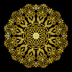 mandala background in black and gold color
