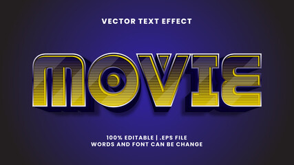 Movie 3d editable text effect in modern and shiny text style