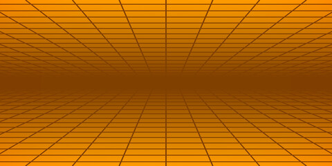 Abstract tiled background with perspective in orange colors