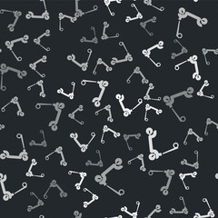 Grey Roller scooter for children icon isolated seamless pattern on black background. Kick scooter or balance bike. Vector