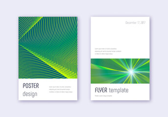 Minimalistic cover design template set. Green abst