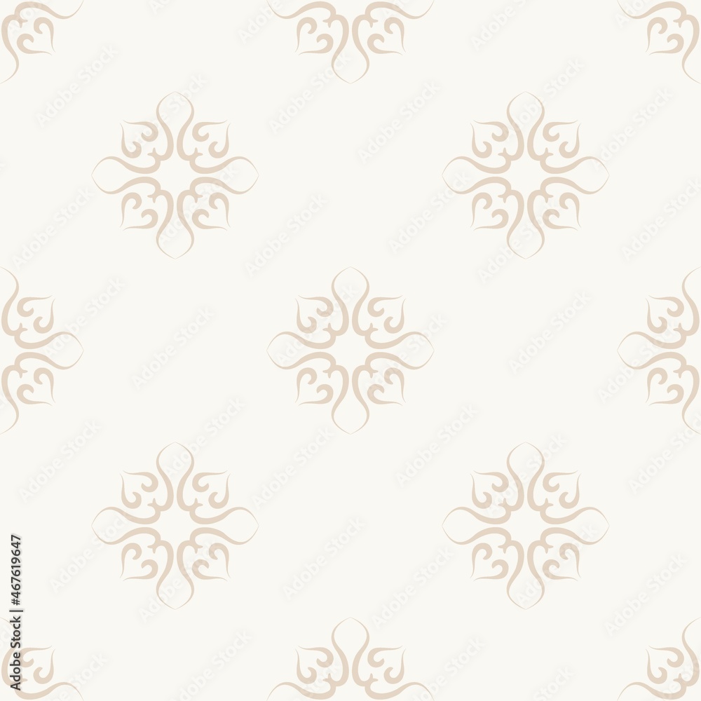 Poster elegant beige pattern in oriental style. seamless vector background with swirls. for textiles wallpa