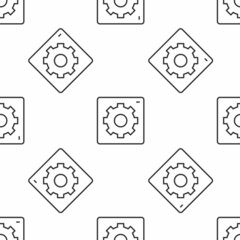 Grey line Setting icon isolated seamless pattern on white background. Tools, service, cog, gear, cogwheel sign. Vector