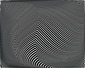  Abstract 3d background with optical illusion wave. Black and white horizontal lines with wavy distortion effect for prints, web pages, template, posters, monochrome backgrounds and pattern