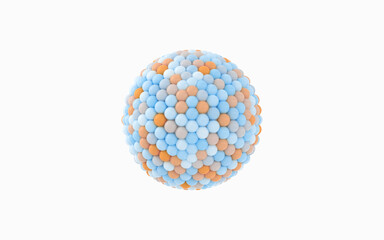 Many balls are combined into a big ball, 3d rendering.