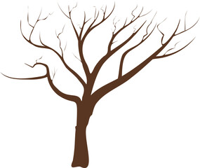 árbol sin hojas, árbol seco. vector sin fondo, fondo transparente