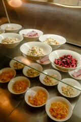 Food on a plate in the dining room.