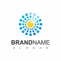 Solar Energy Logo With Solar Cell Symbol