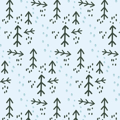 cute cold forest pattern with footprints