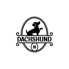 dachshund sitting dog logo vector illustration,vintage logo
